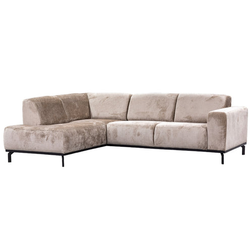 Giga Meubel Hoekbank Monza 3-zits Links - Stof/Metaal - Taupe - vtwonen shop