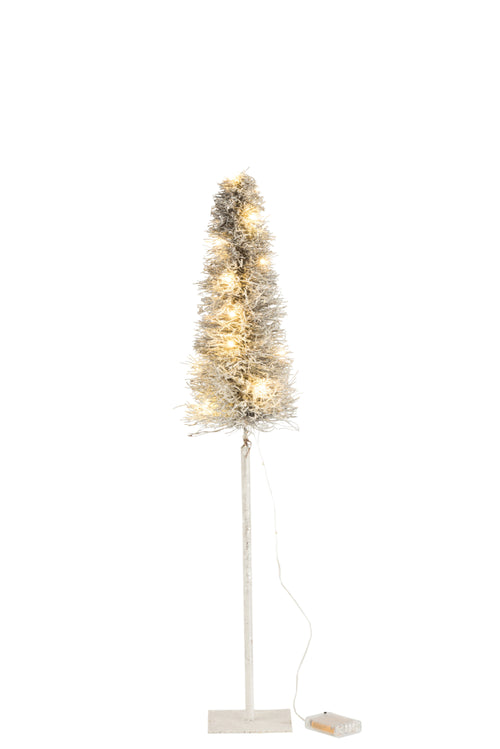 J-Line decoratie kerstboom Takken - riet - wit - medium - LED lichtjes