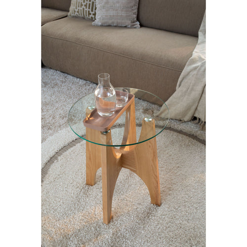 Zuiver Kobe Bijzettafel Rond 45 cm Glas/ Hout - Beige - vtwonen shop