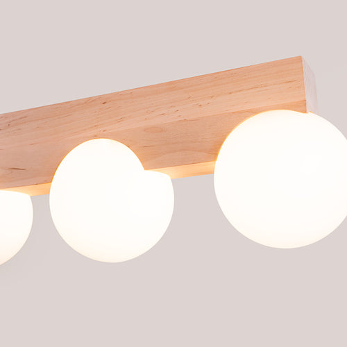 Sollux Lighting Plafondlamp BULBO 4 natuurlijk hout - 63x12x16cm