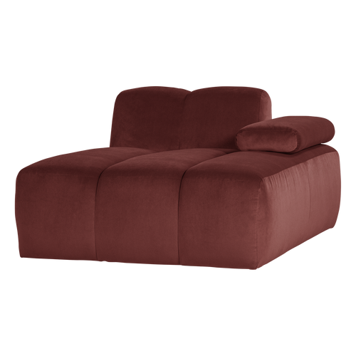 WOOOD chaise longue bank rechts Mojo - Velvet - Kastanjebruin - 74x124x162