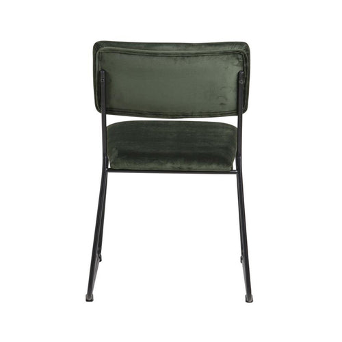 Lisomme John Eetkamerstoel Velvet Donkergroen - Stof - Zwarte Poten - vtwonen shop