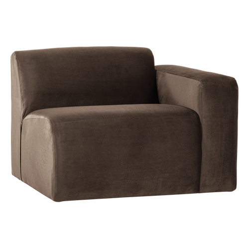 WOOOD 1-zits bank arm rechts Mojo Base - Velvet - Bruin - 74x105x97