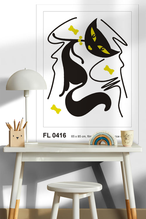Sanders & Sanders muursticker kat zwart - 85 x 65 cm - 600287