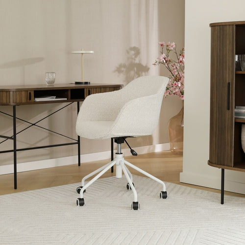Nolon Nout-Mare Bureaustoel Bouclé Beige - Armleuning - Wit