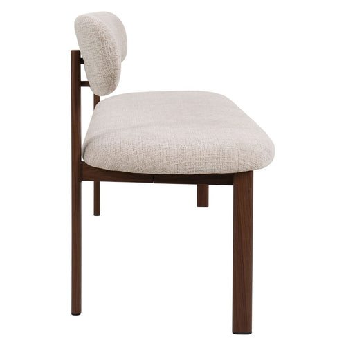Giga Meubel Eetkamerbank Noor Beige/Walnoot - 180 cm - Stof - Japandi