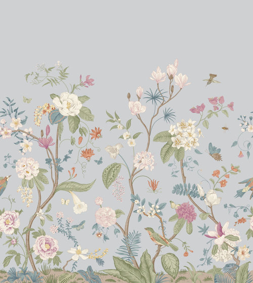 ESTAhome fotobehang bloemen vergrijsd blauw - 2.5 x 2.79 m - 159684