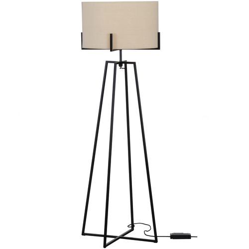 WOOOD vloerlamp Holly - Zwart/naturel - 160x55x55 - vtwonen shop