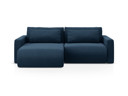 Cosmopolitan Design Omkeerbare converteerbare hoekbank met opbergdoos Belfast 3-zits, flueel koningsblauw - 149x240x84cm