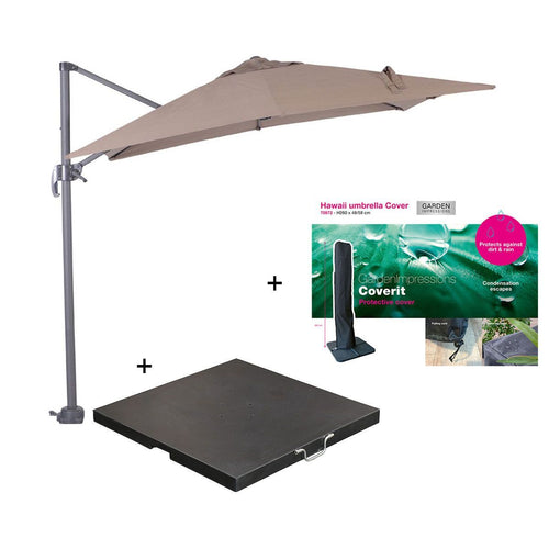 Garden Impressions zweefparasol Hawaii S taupe 250x250 cm incl 80 kg voet en hoes - vtwonen shop