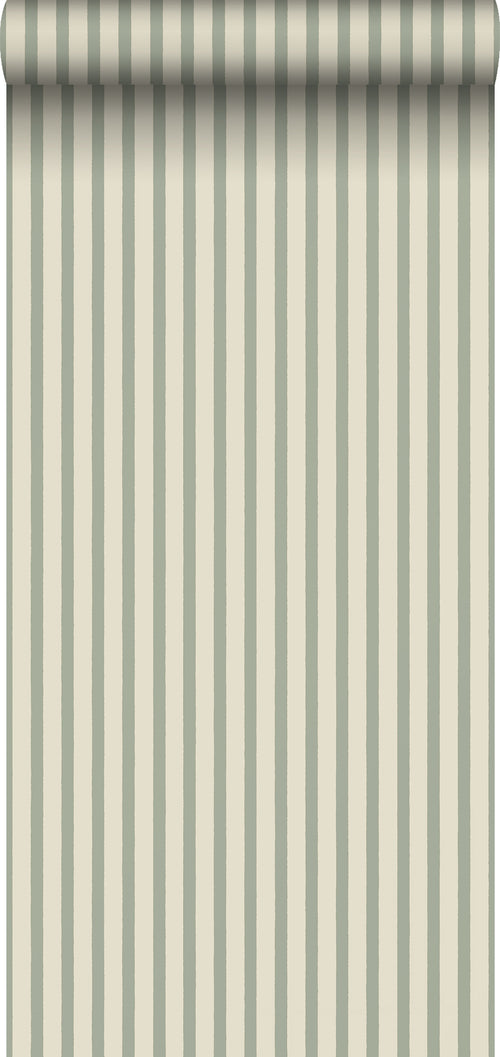 Sanders & Sanders behang geschilderde strepen vergrijsd groen - 50 x 900 cm - 935403
