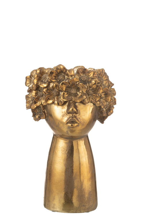 J-Line bloempot Nebu - polyresin - goud - large - 35 cm hoog