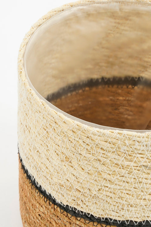 Mica Decorations Damian Plantenmand - Set van 2 - H20 x Ø20 cm - Zeegras - Wit - vtwonen shop