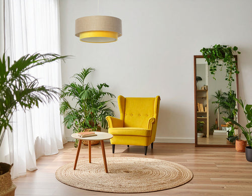 bpskoncept hanglamp Duo - jute & zonnegeel - Ø50 cm