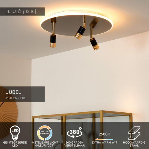 Lucide plafonnière JUBEL - Geïntegreerde LED - Mat Goud / Messing