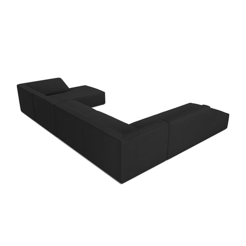 Cosmopolitan Design - Panoramische hoekbank links Siena 7-zits, structurele stof zwart - 273x366x69cm