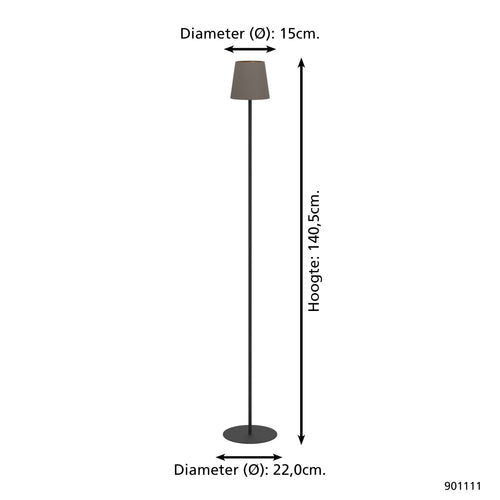 EGLO vloerlamp Fiorana - e14 - hoogte 140,5 cm - zwart/cappucino/goud