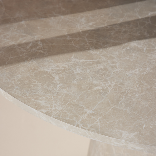 Nest living Trude Houten Eettafel Beige Marmerlook - Ø 120 cm - vtwonen shop