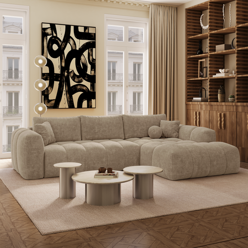 Premium Interiors - Rechthoekige hoekbank met slaapfunctie en opbergruimte SKY - kruisbinding  mol 310cm