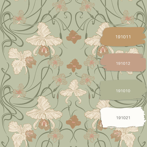 ESTAhome behang vintage bloemen in art nouveau stijl groen 53 cm x 10.05 m 139667