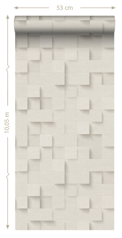 Origin Wallcoverings behang 3D kubussen lichtbeige - 50 x 900 cm - 347896 - vtwonen shop