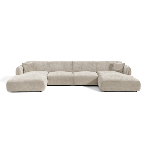 Premium Interiors - Panoramische bank LOMI - gewaafd fluweel mol 346cm
