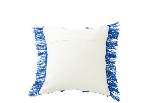 J-Line kussen Oosters Patroon - katoen - blauw/wit