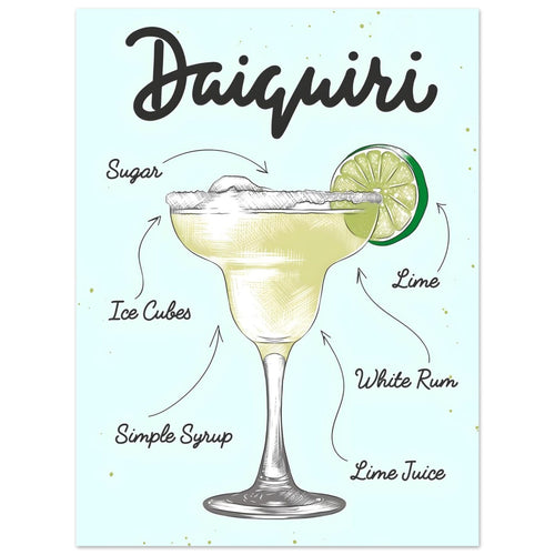 Artfulprints  Daiquiri cocktail – Illustratie   poster 30x40 cm