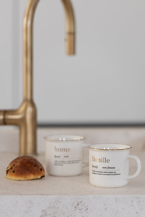 J-Line mok Boodschap Family Home - keramiek - goud - 2 stuks - vtwonen shop