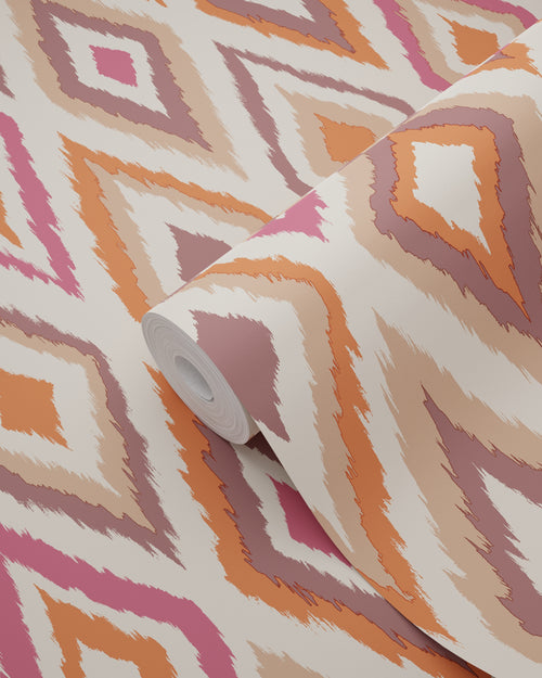 ESTAhome behang ruiten oranje, beige en paars - 50 x 900 cm - 131691