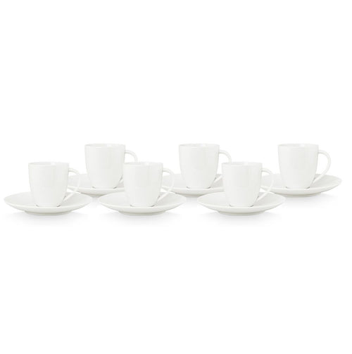 vtwonen - Koffiekopjes met schoteltjes - Mokken - Kopjes - Wit - 100ml - Set van 6 - vtwonen shop