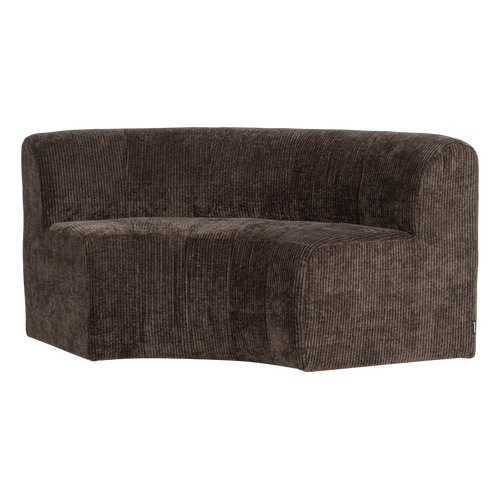 WOOOD eetbank halfronde hoek rugleuning Mojo Base - Rib - Bruin - 83x152x76