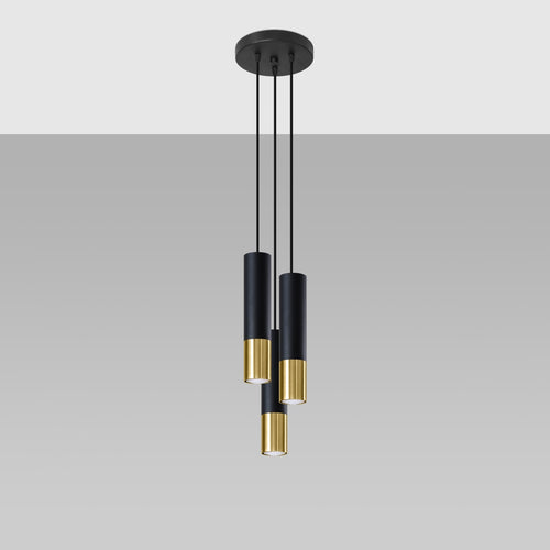 Sollux Lighting Hanglamp LOOPEZ 3P zwart/goud - 20x20x90cm