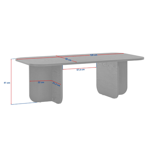 Calicosy - BECAJ Rechthoekige salontafel - Eiken - 60x120x41,4 cm