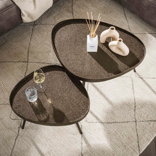 Giga Living Salontafel Contour - Driehoekig Brons Metaal - Set Van 2