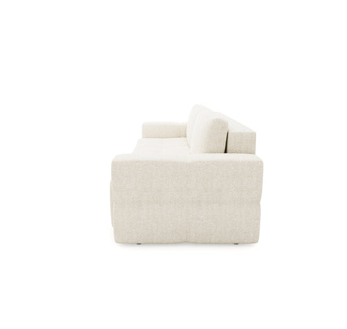 Sia Home - Slaapbank met opbergruimte, notenhout GABRIEL - bouclé-stof crème 247cm