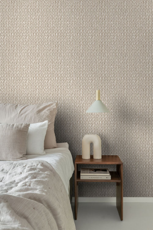 ESTAhome behang geweven riet motief licht crème beige - 53 cm x 10.05 m - 148699