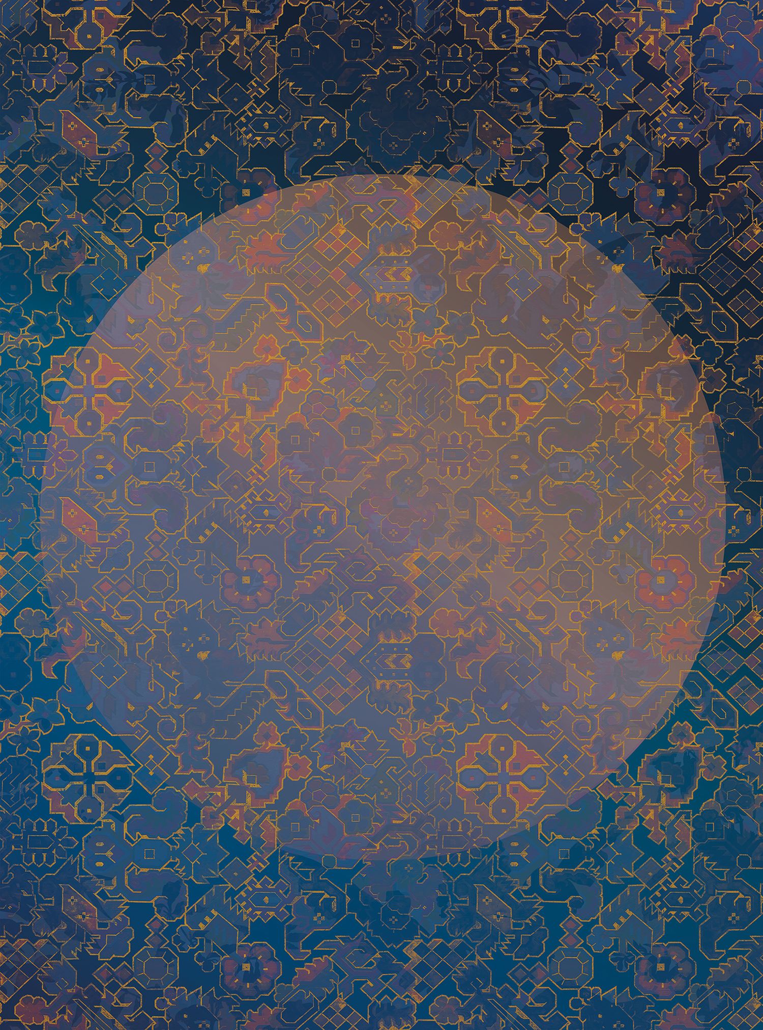 vtwonen Sanders \u0026 Sanders fotobehang de maan blauw en paars - 200 x 270 cm  - 611833 In, image size:1500x2024