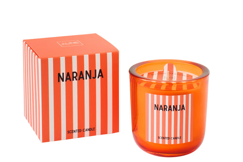 J-Line geurkaars Naranja - Mandarin Moments - glas - oranje - large