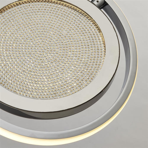 Searchlight Gyroscope 1 Licht LED Ring Hanglamp Chroom, Crystal Sand 3000K