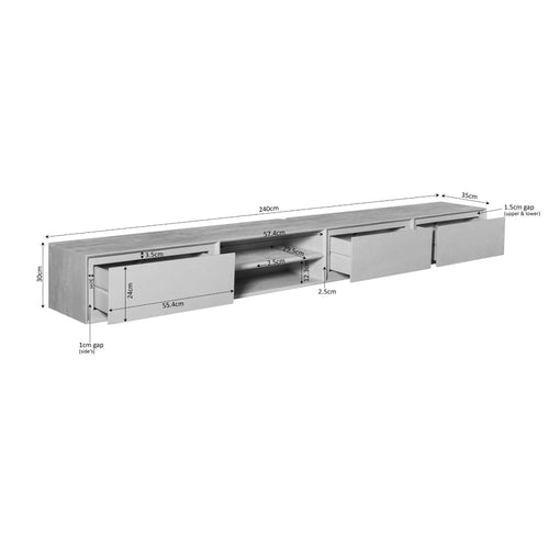 Starfurn - Tv meubel Ambiance - Bruin - 35x240x30 cm