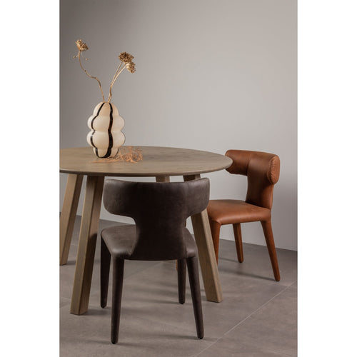 WOOOD eetkamerstoelen Noble - Leerlook - Cognac - Set van 6