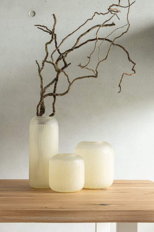 J-Line vaas Strepen - glas - lichtgeel - small - Ø 17 cm - vtwonen shop