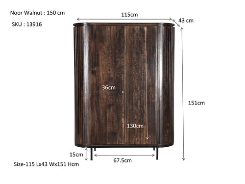 Livingfurn kabinetkast Noor Walnut - 150cm - mangohout