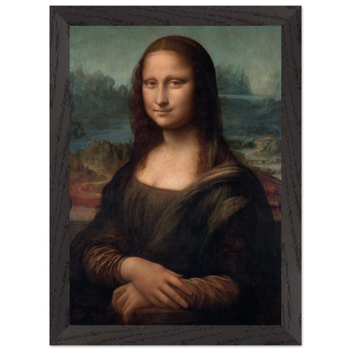 Artfulprints Poster met Lijst Leonardo Da Vinci - Mona Lisa   - A4 21x29.7 cm - Bruin