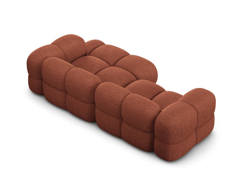 Cosmopolitan Design rechter hoekbank Loretto 3-zits, structurele stof koraal - 147x250x68cm