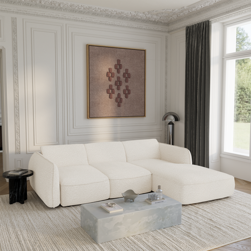 Sia Home - Rechte hoekbanken LIVIA - Bouclette stof - Crème - 274cm