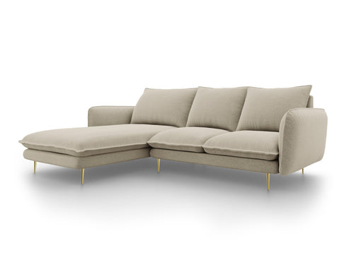 Cosmopolitan Design linker hoekbank Vienna 5-zits, structurele stof, beige - 170x255x95cm