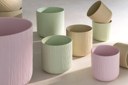 J-Line bloempot Gen - keramiek - roze - medium - 2 stuks - Ø 15 cm