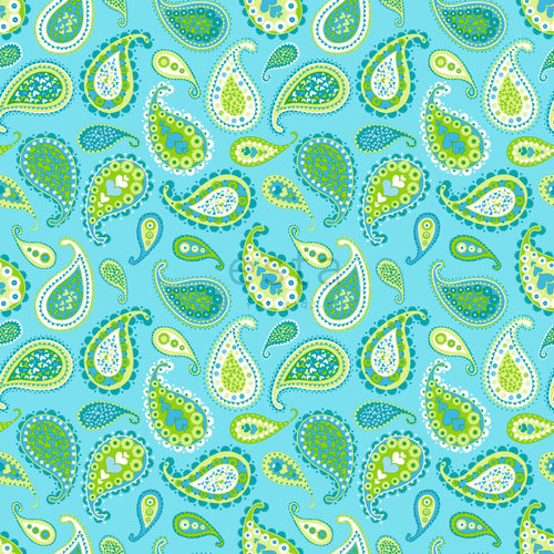 ESTAhome behang paisley turquoise en limegroen - 53 cm x 10.05 m - 115827